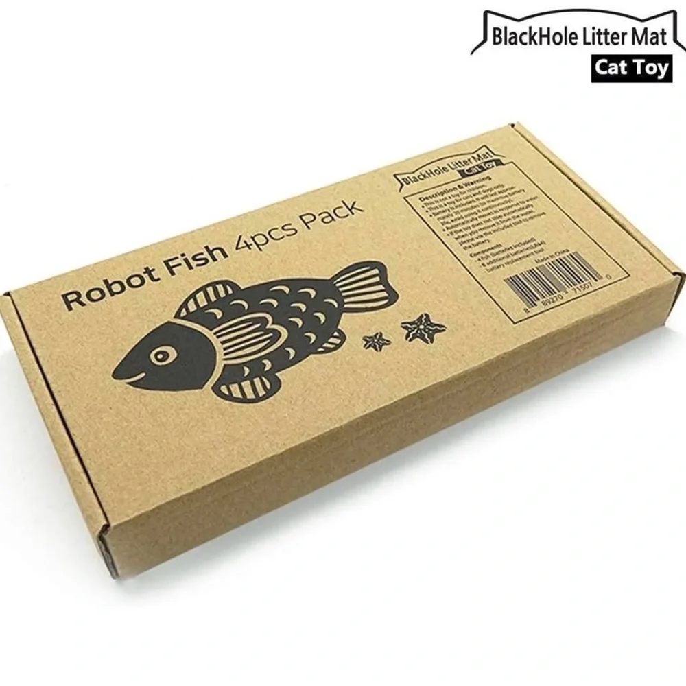BlackHole Litter Mat Interactive Swimming Flashing Robot Fish Toy 4-pack